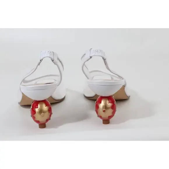Vintage RAMON TENZA Strawberry Heels White Mesh Slingback Pumps Designer 6.5 M - Picture 6 of 14